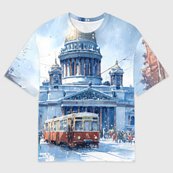 Мужская футболка оверсайз Снежный Санкт-Петербург