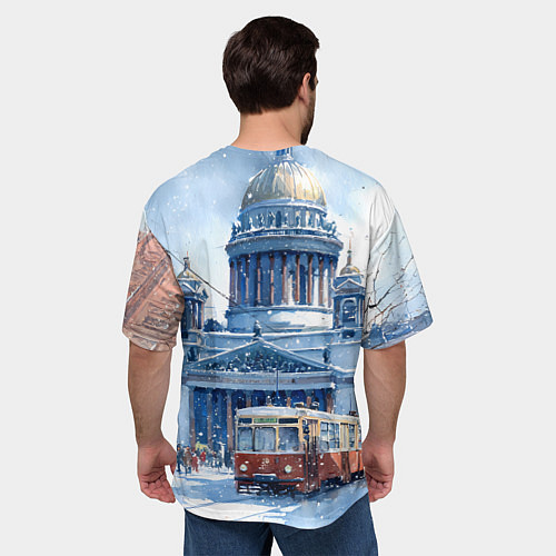 Мужская футболка оверсайз Снежный Санкт-Петербург / 3D-принт – фото 4
