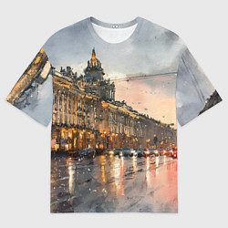 Футболка оверсайз мужская Санкт-Петербург - мокрый снег, цвет: 3D-принт