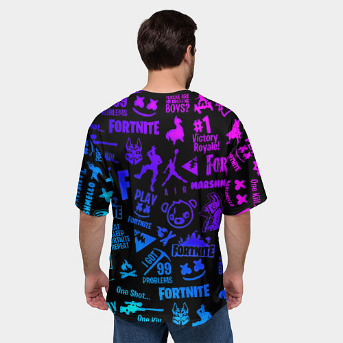 Мужская футболка оверсайз Barcelona x fortnite neon / 3D-принт – фото 4