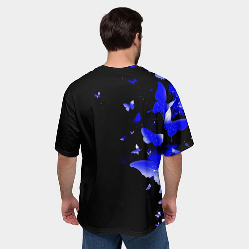 Мужская футболка оверсайз Наполи бабочки текстура / 3D-принт – фото 4