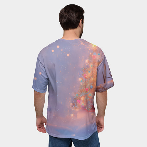 Мужская футболка оверсайз Лисичка Новый год / 3D-принт – фото 4