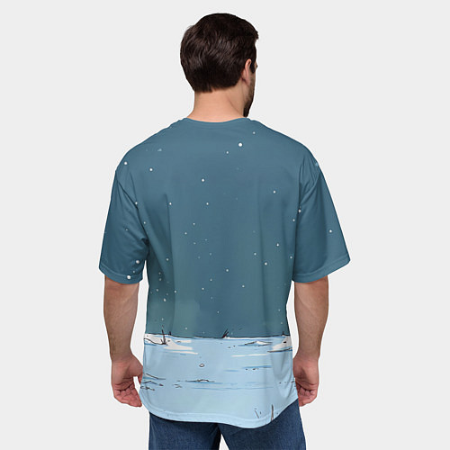 Мужская футболка оверсайз Забавная новогодняя лошадка / 3D-принт – фото 4