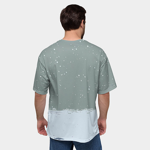 Мужская футболка оверсайз Лошадка на фоне снегопада / 3D-принт – фото 4