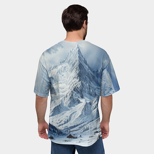 Мужская футболка оверсайз Новый год на вершинах / 3D-принт – фото 4