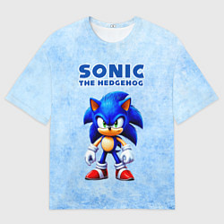 Мужская футболка оверсайз Соник - синий ёж