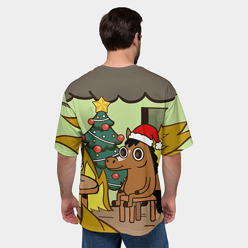 Мужская футболка оверсайз Конь среди огня - this is fine / 3D-принт – фото 4