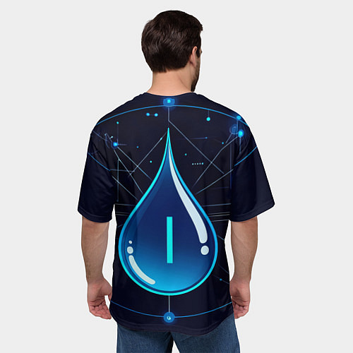 Мужская футболка оверсайз Киберкапля группа крови I / 3D-принт – фото 4