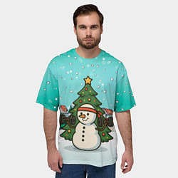 Футболка оверсайз мужская Снеговик - Новогодний Зож, цвет: 3D-принт — фото 2
