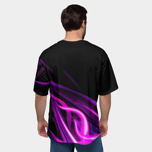 Мужская футболка оверсайз Барселона неоновый огонь текстура / 3D-принт – фото 4