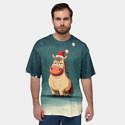 Футболка оверсайз мужская Забавная мем - лошадка, цвет: 3D-принт — фото 2