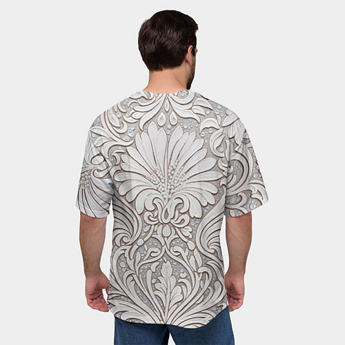 Мужская футболка оверсайз Вензельные цветы / 3D-принт – фото 4