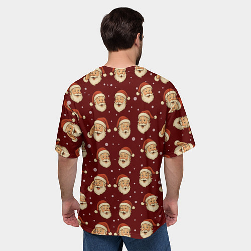 Мужская футболка оверсайз Паттерн с Сантой / 3D-принт – фото 4