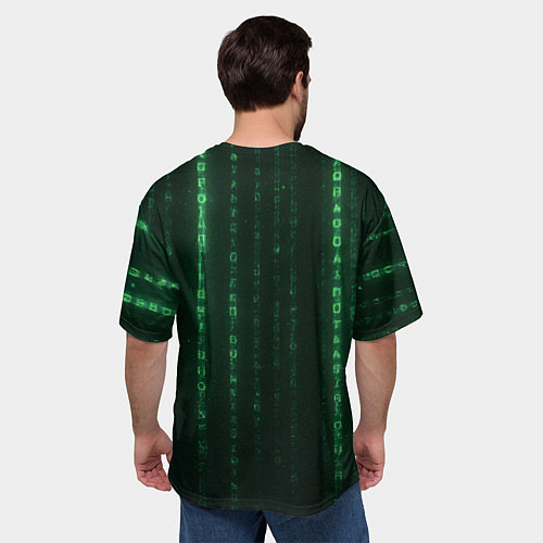Мужская футболка оверсайз Снеговик - хакер взламывает Новый год / 3D-принт – фото 4