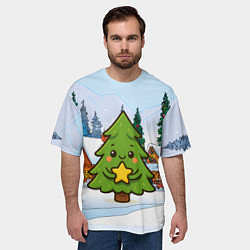 Футболка оверсайз мужская Милая елочка со звездой, цвет: 3D-принт — фото 2