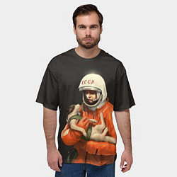 Футболка оверсайз мужская Гагарин с лайкой, цвет: 3D-принт — фото 2