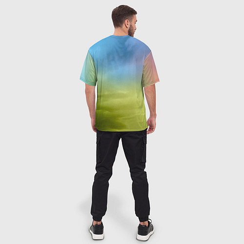 Мужская футболка оверсайз Радужный единорог / 3D-принт – фото 4