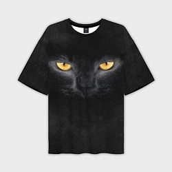 Мужская футболка оверсайз Черная кошка