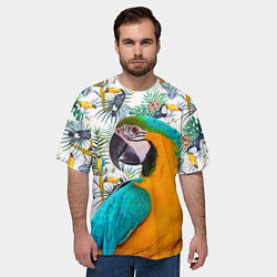 Футболка оверсайз мужская Летний попугай, цвет: 3D-принт — фото 2