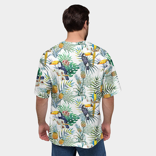 Мужская футболка оверсайз Летний попугай / 3D-принт – фото 4