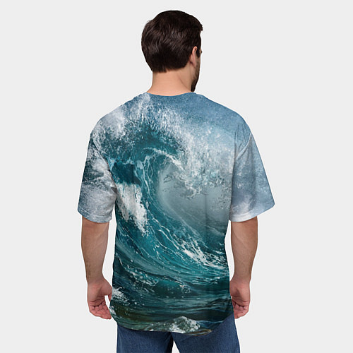 Мужская футболка оверсайз Волна / 3D-принт – фото 4