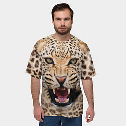 Футболка оверсайз мужская Взгляд леопарда, цвет: 3D-принт — фото 2