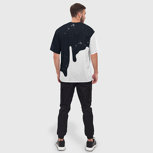 Мужская футболка оверсайз Черно-белый / 3D-принт – фото 4