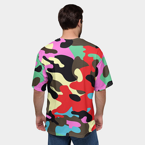 Мужская футболка оверсайз Яркий камуфляж / 3D-принт – фото 4
