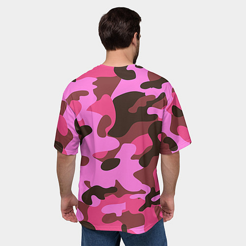 Мужская футболка оверсайз Камуфляж: розовый/коричневый / 3D-принт – фото 4