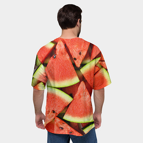 Мужская футболка оверсайз Дольки арбуза / 3D-принт – фото 4