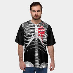 Футболка оверсайз мужская Скелет с сердцем, цвет: 3D-принт — фото 2
