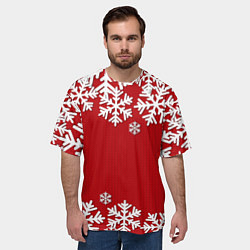 Футболка оверсайз мужская Снежинки, цвет: 3D-принт — фото 2