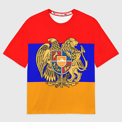 Футболка оверсайз мужская Герб и флаг Армении, цвет: 3D-принт