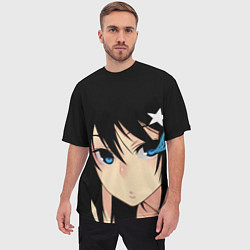 Футболка оверсайз мужская Black Rock Shooter - глаза Мато Курои, цвет: 3D-принт — фото 2