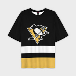 Футболка оверсайз мужская Pittsburgh Penguins: Black, цвет: 3D-принт