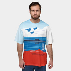 Футболка оверсайз мужская Россия: Триколор армии, цвет: 3D-принт — фото 2