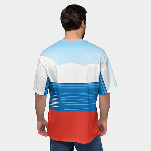 Мужская футболка оверсайз Россия: Триколор армии / 3D-принт – фото 4