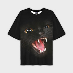 Футболка оверсайз мужская Черный кот, цвет: 3D-принт