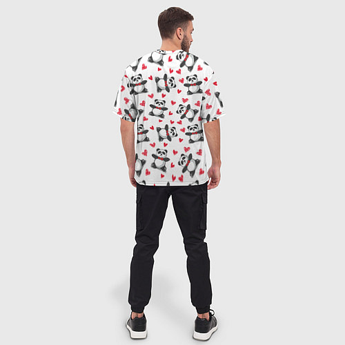 Мужская футболка оверсайз Любимые панды / 3D-принт – фото 4