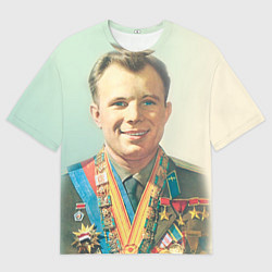 Футболка оверсайз мужская Гагарин в орденах, цвет: 3D-принт