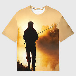 Футболка оверсайз мужская Вечерний рыбак, цвет: 3D-принт