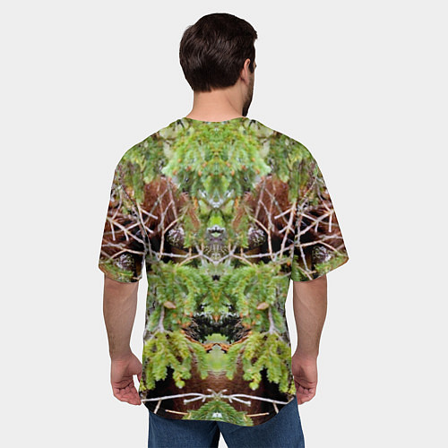 Мужская футболка оверсайз Медведь сидит на ёлке / 3D-принт – фото 4