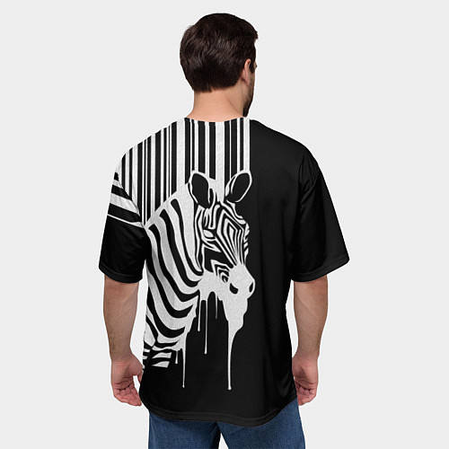 Мужская футболка оверсайз Жидкая зебра / 3D-принт – фото 4