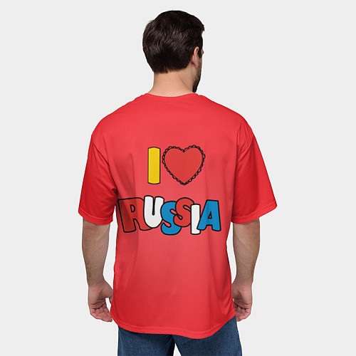 Мужская футболка оверсайз Я люблю Россию надпись на английском языке / 3D-принт – фото 4