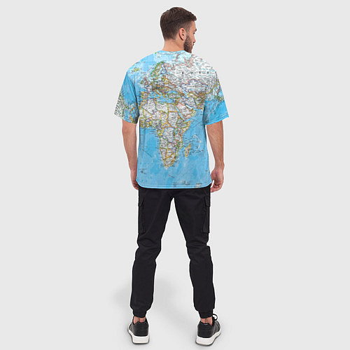 Мужская футболка оверсайз Карта мира - политическая / 3D-принт – фото 4