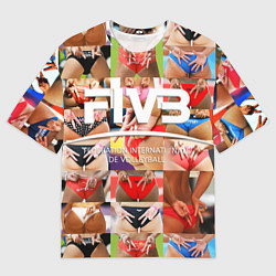 Мужская футболка оверсайз Волейбол скрытые знаки FIVB