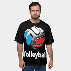 Футболка оверсайз мужская Волейбольный мяч российский триколор, цвет: 3D-принт — фото 2