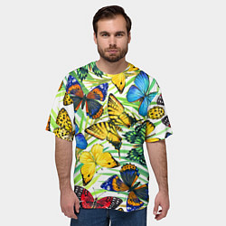 Футболка оверсайз мужская Тропические бабочки, цвет: 3D-принт — фото 2
