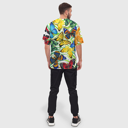Мужская футболка оверсайз Тропические бабочки / 3D-принт – фото 4