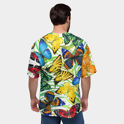 Мужская футболка оверсайз Тропические бабочки / 3D-принт – фото 4
